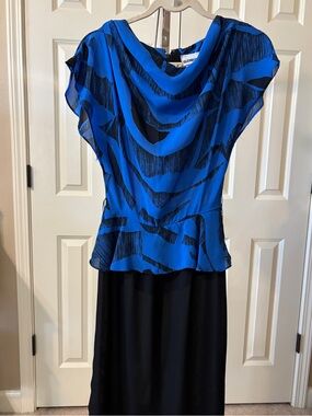 Blue and Black Peplum Dress